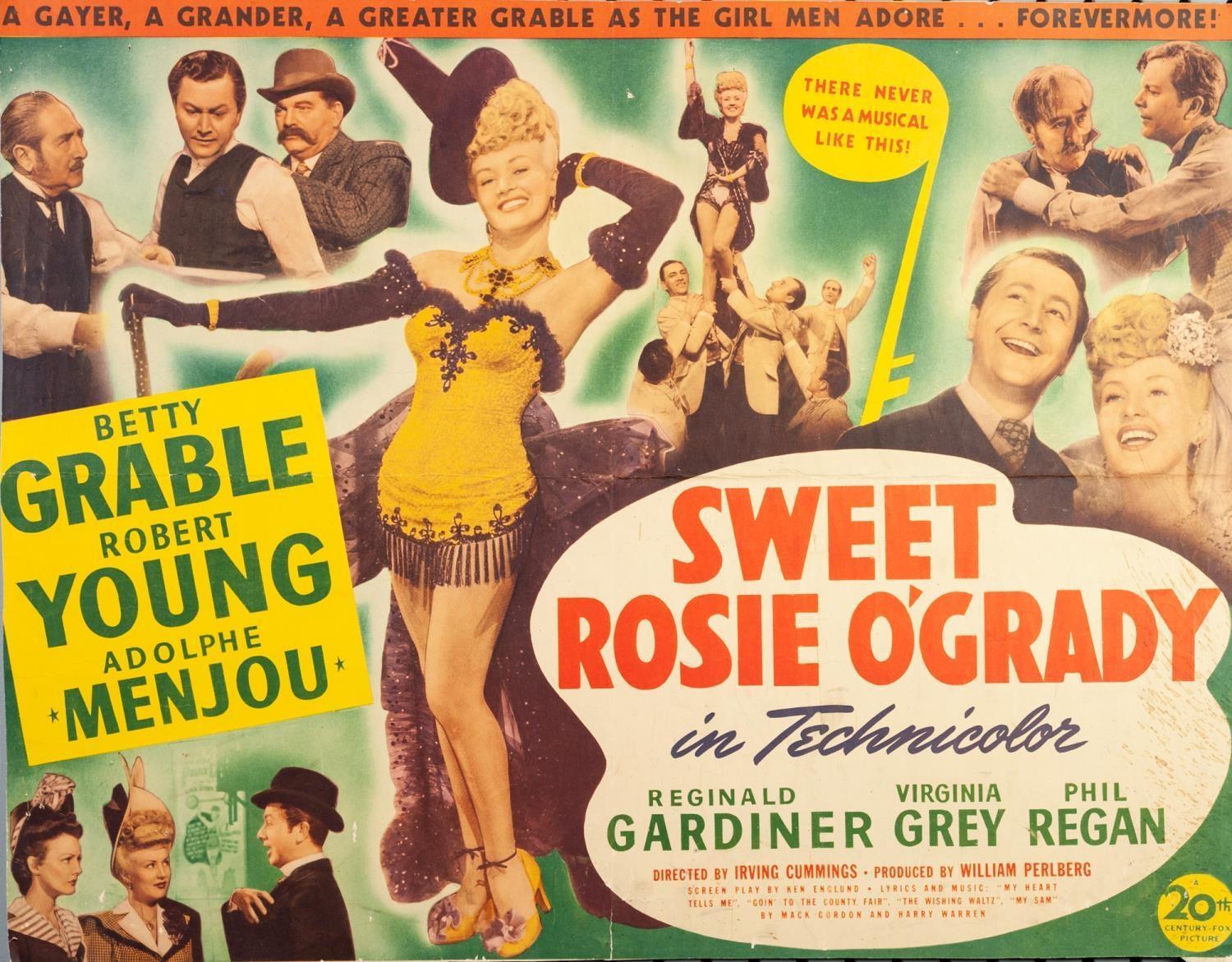 FOUR BETTY GRABLE FILM POSTERS 'Footlight Serenade'; 'Diamond Horseshoe'; 'Sweet Rosie O'Grady' - Image 2 of 4