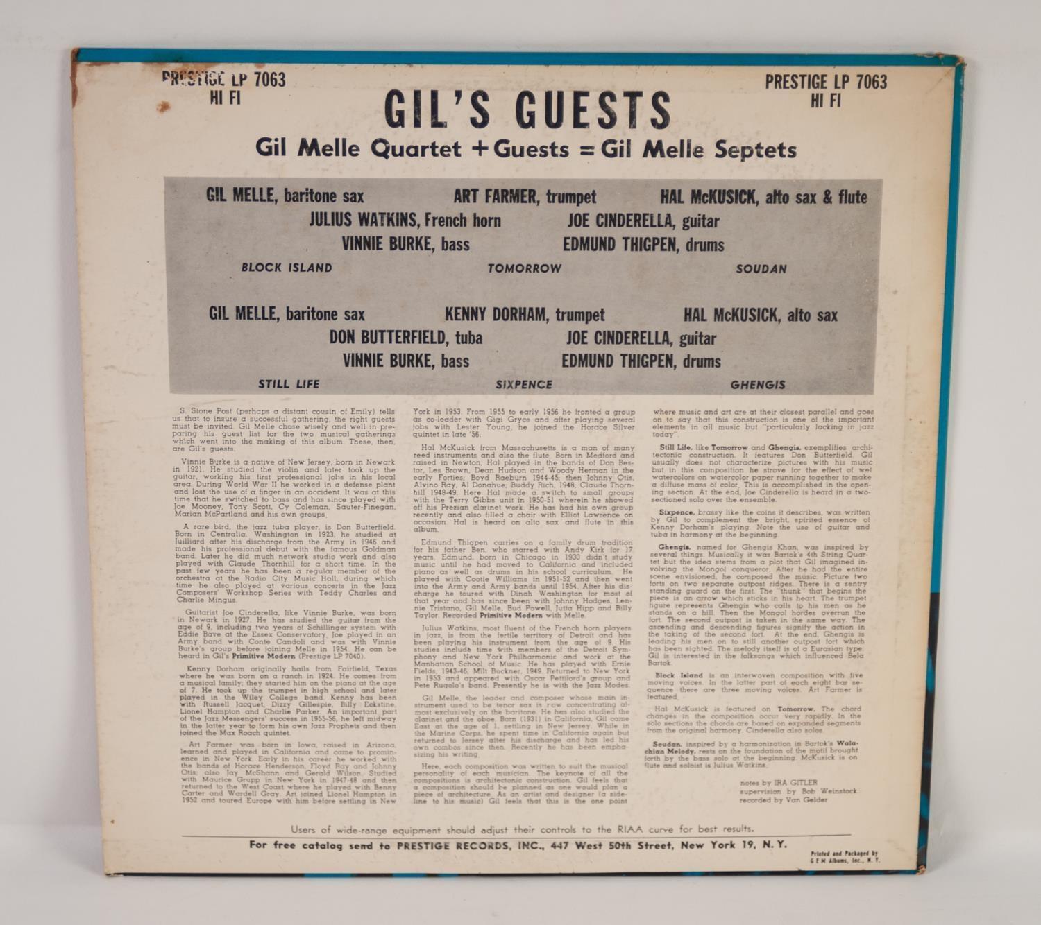 JAZZ, VINYL RECORDS- M IS FOR GIL MELLE QUARTET-GIL?S GUESTS, Prestige (LP 7063). Original US, - Image 2 of 4