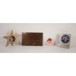 'BETTY GRABLE' BRASS DRESSING ROOM NAME PLATE, 5" x 8" (12.7 x 20.3cm) and three related items (4)