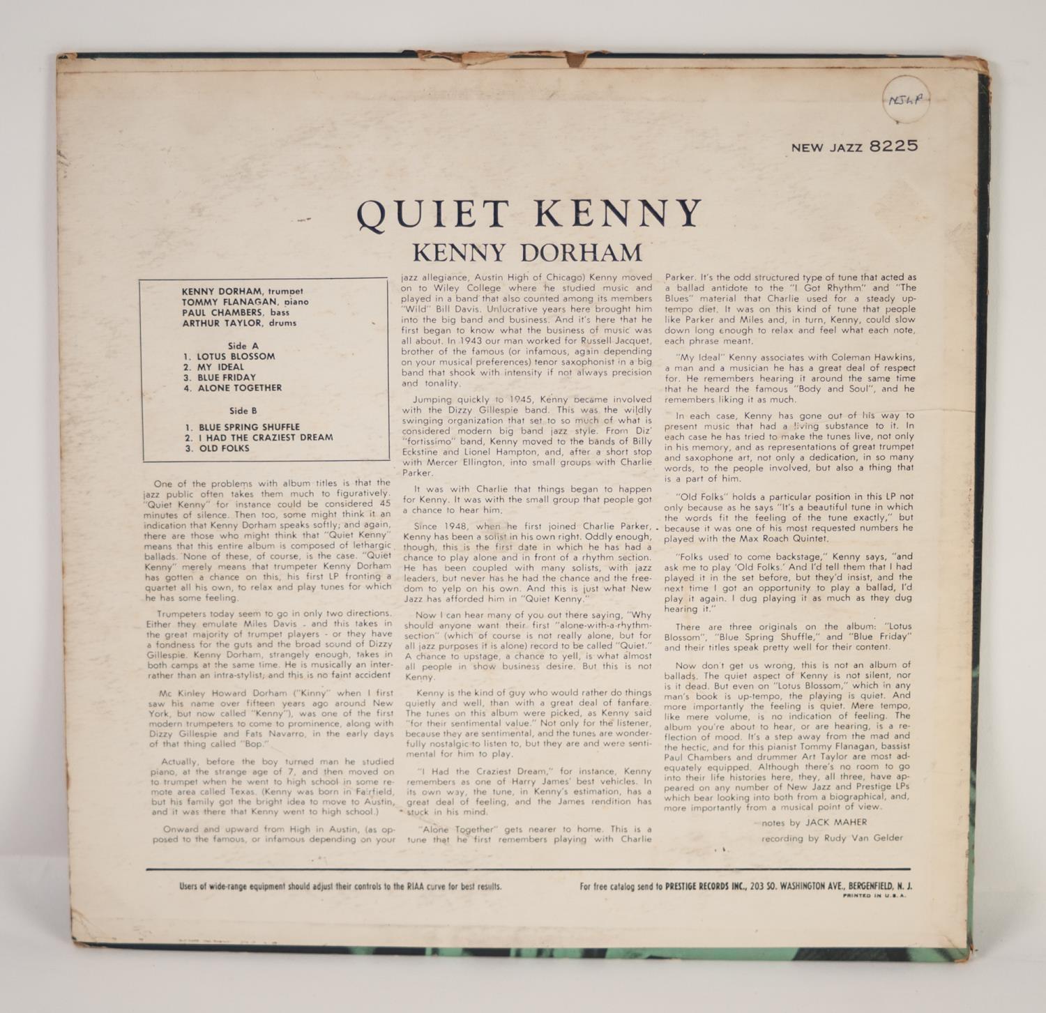 JAZZ, VINYL RECORDS- D IS FOR KENNY DORHAM-QUIET KENNY, NEW JAZZ (NJLP 8225). Original US pressing - Image 2 of 7
