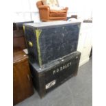 LARGE WOODEN STORAGE CHEST/TRUNK AND ANOTHER SMALLER (2)