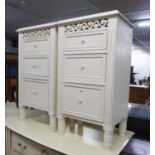 A PAIR OF THREE DRAWER BEDSIDE CHESTS (2)