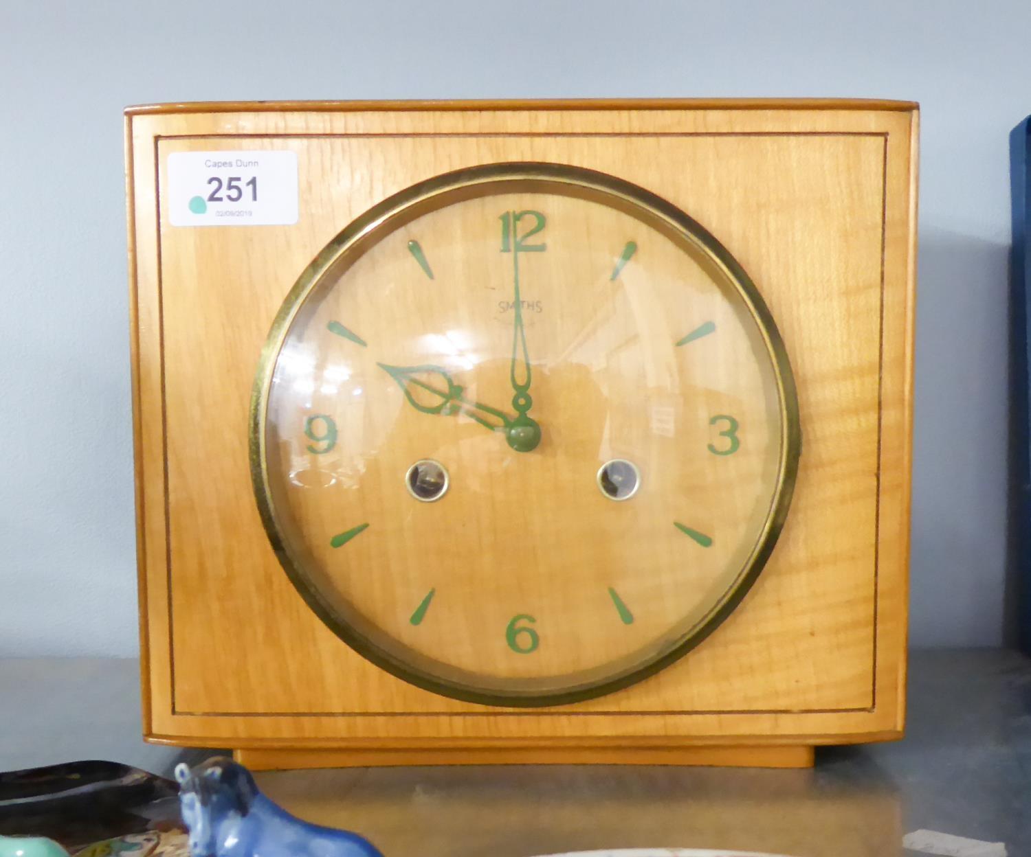 EARLY TWENTIETH CENTURY SMITHS WALNUT CASED MANTLE CLOCK, in oblong case