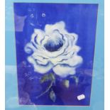 ISABEL LYLE, PAINTING, 'BLUE ROSE' LABELLED VERSO 14" X 10" (35.5 x 25.4cm)