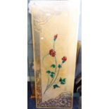 A MODERN FROSTED AND FLORAL DECORATED GLASS PANEL