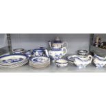 ROYAL DOULTON "BOOTHS REAL OLD WILLOW" 36 PIECES TO INCLUDE TEA POT, COFFEE POT, DINNER PLATES