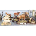 GROUP OF LATE 23TH CENTURY ANIMAL FIGURINE ORNAMENTS TO INCLUDE, FIVE COUNTRY ARTISTS, RED STAG,