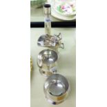 ELECTROPLATED SUGAR SCOOP AND SPOON, together with a PAIR OF GOBLETS and a BUD VASE, (4)