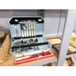 ELECTROPLATE CUTLERY SERVICE FOR SIX PERSONS IN FITTED BOX TOGETHER WITH A CARVING KNIFE AND SIX