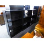 THREE BLACK ASH FOUR-TIER OPEN BOOKCASES