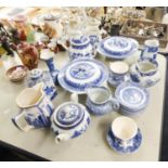 VARIOUS BLUE AND WHITE CHINA TO INCLUDE, WOODS AND SONS, TUREENS, CHURCHILL TEA POT MILK JUG, ADAMS,