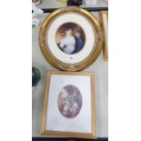 AN OVAL COLOUR PRINT REPRODUCTION "MRS SIDDONS" IN GILT FRAME AND ANOTHER "YOUTH" (2)