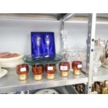 MISCELLANEOUS GLASSWARE TO INCLUDE A PAIR OF ROYAL DOULTON CHAMPAGNE FLUTES, A CUT GLASS FRUIT BOWL,