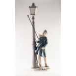LLADRO FIGURE of a lamp lighter 18 1/2"(47cm) high