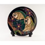 MODERN MOORCROFT ARTIST SIGNED LIMITED EDITION ?KAKAPO OWL PARROT? TUBE LINED POTTERY PLATE FROM THE