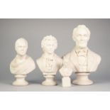 THREE LATE VICTORIAN ROBINSON & LEADBETTER PARIAN BUSTS of Lincoln, Sir Walter Scott, Robert Burns