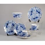 FORTY SIX PIECE NINETEENTH CENTURY DERBY CROWN BLUE AND WHITE PORCELAIN TEA SERVICE, printed with
