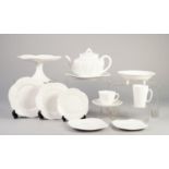 SHELLEY WHITE CHINA 'DAINTY' SHAPE TEA WARES, 59 pieces, viz 9 teacups, 14 saucers, 12 square side