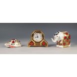 THREE MODERN PIECES OF ROYAL CROWN DERBY JAPAN PATTERN CHINA, comprising: TWO ANIMAL PATTERN