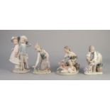 FOUR LLADRO AND NAO BISCUIT FINISH FIGURES 11 1/2" (29cm) high and smaller