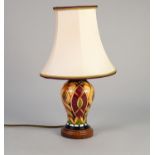 MODERN MOORCROFT ?STAFFORDSHIRE GOLD? TUBE LINED POTTERY TABLE LAMP BASE, of baluster form, with