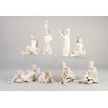 SIX NAO BISCUIT FINISH ballerina figures and two other Nao figures, various sizes (8)