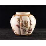 VICTORIAN ROYAL WORCESTER HAND PAINTED POT POURRI VASE, of lobated form, painted with flowers, set