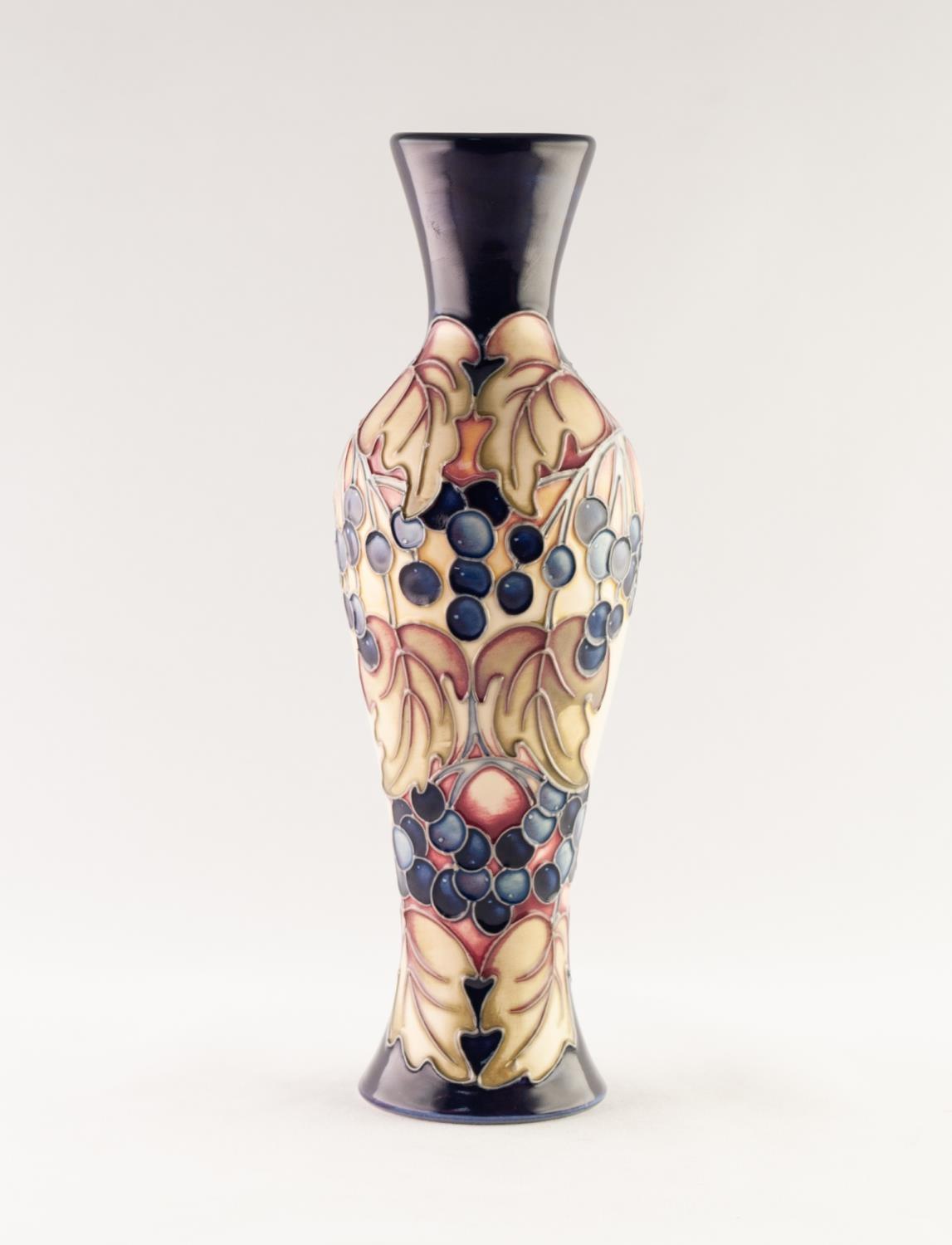 MODERN MOORCROFT ARTIST SIGNED TUBE LINED POTTERY VASE, of slender, waisted oviform, decorated in - Image 4 of 5