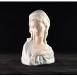 LLADRO PORCELAIN BUST OF MADONNA, 8 ¾? (22.2cm) high, printed mark