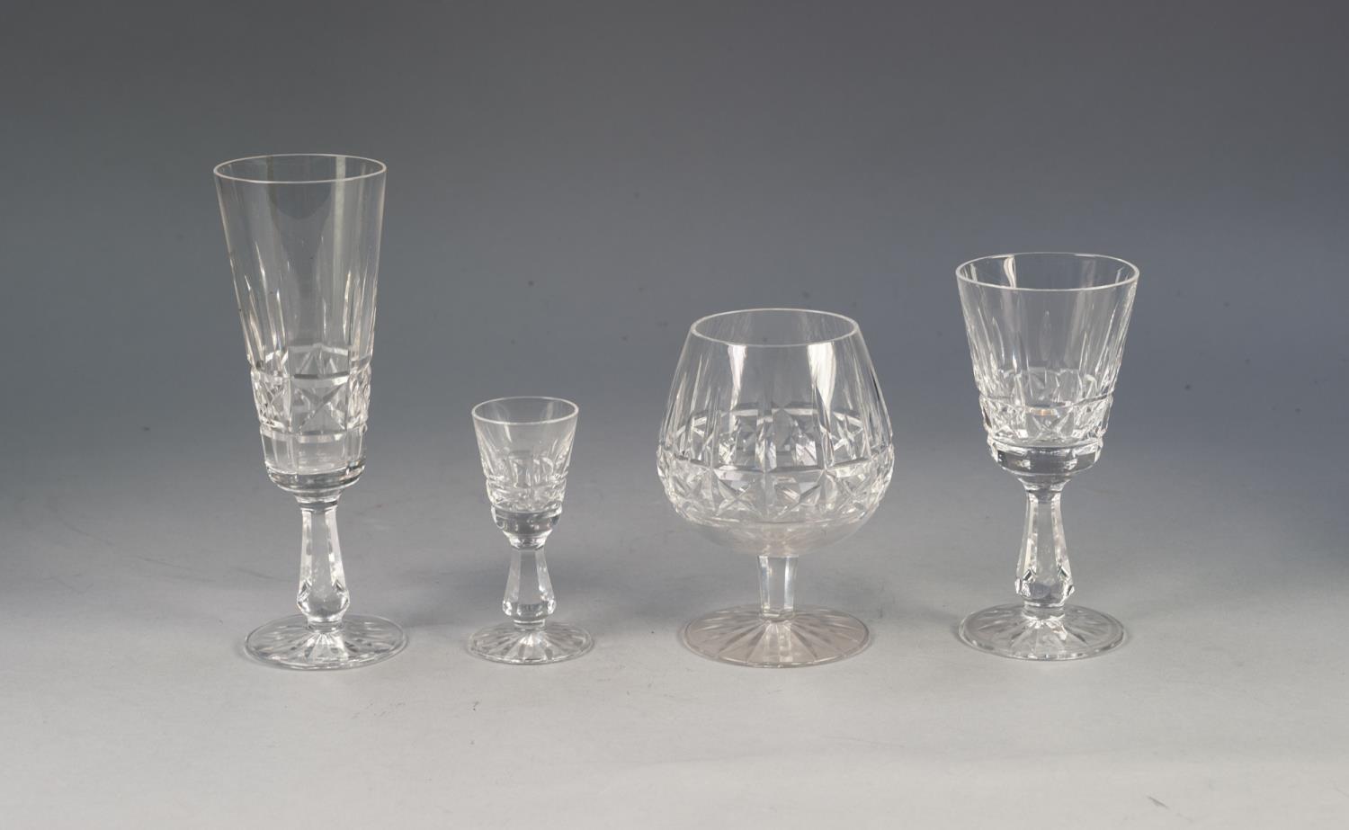 ONE HUNDRED AND THIRTY TWO PIECE WATERFORD CRYSTAL ?KYLEMORE? PATTERN PART TABLE SERVICE OF DRINKING