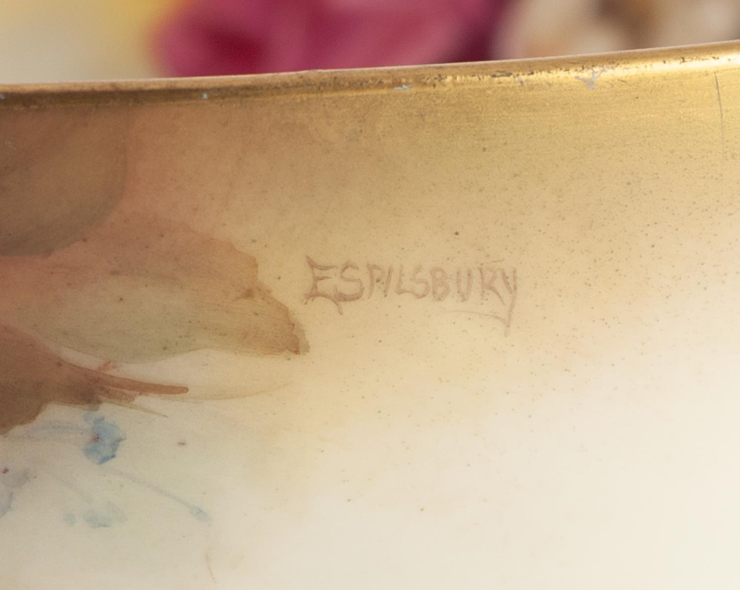 EARLY TWENTIETH CENTURY HAND PAINTED ROYAL WORCESTER BLUSH PORCELAIN BOWL SIGNED E.S. PILSBURY, of - Image 3 of 6