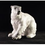 MODERN ROYAL DUX PORCELAIN MODEL OF A POLAR BEAR, 10 ¼” (26cm) high, raised pink triangle