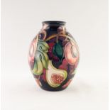 MODERN MOORCROFT ?QUEEN?S CHOICE? TUBE LINED POTTERY VASE, of ovoid from, painted in colours on a