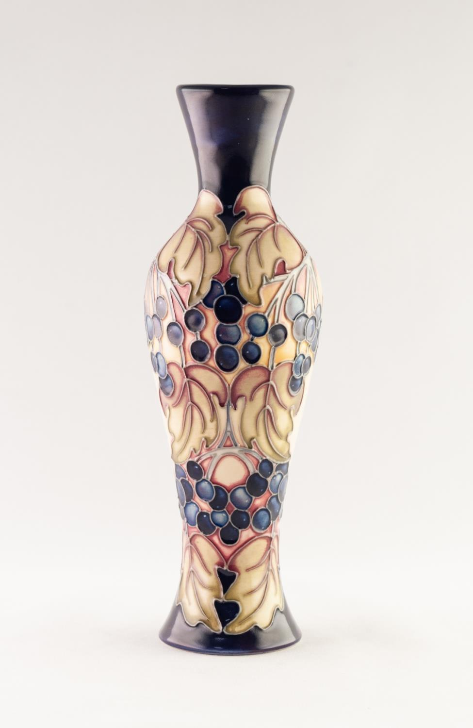 MODERN MOORCROFT ARTIST SIGNED TUBE LINED POTTERY VASE, of slender, waisted oviform, decorated in - Image 2 of 5