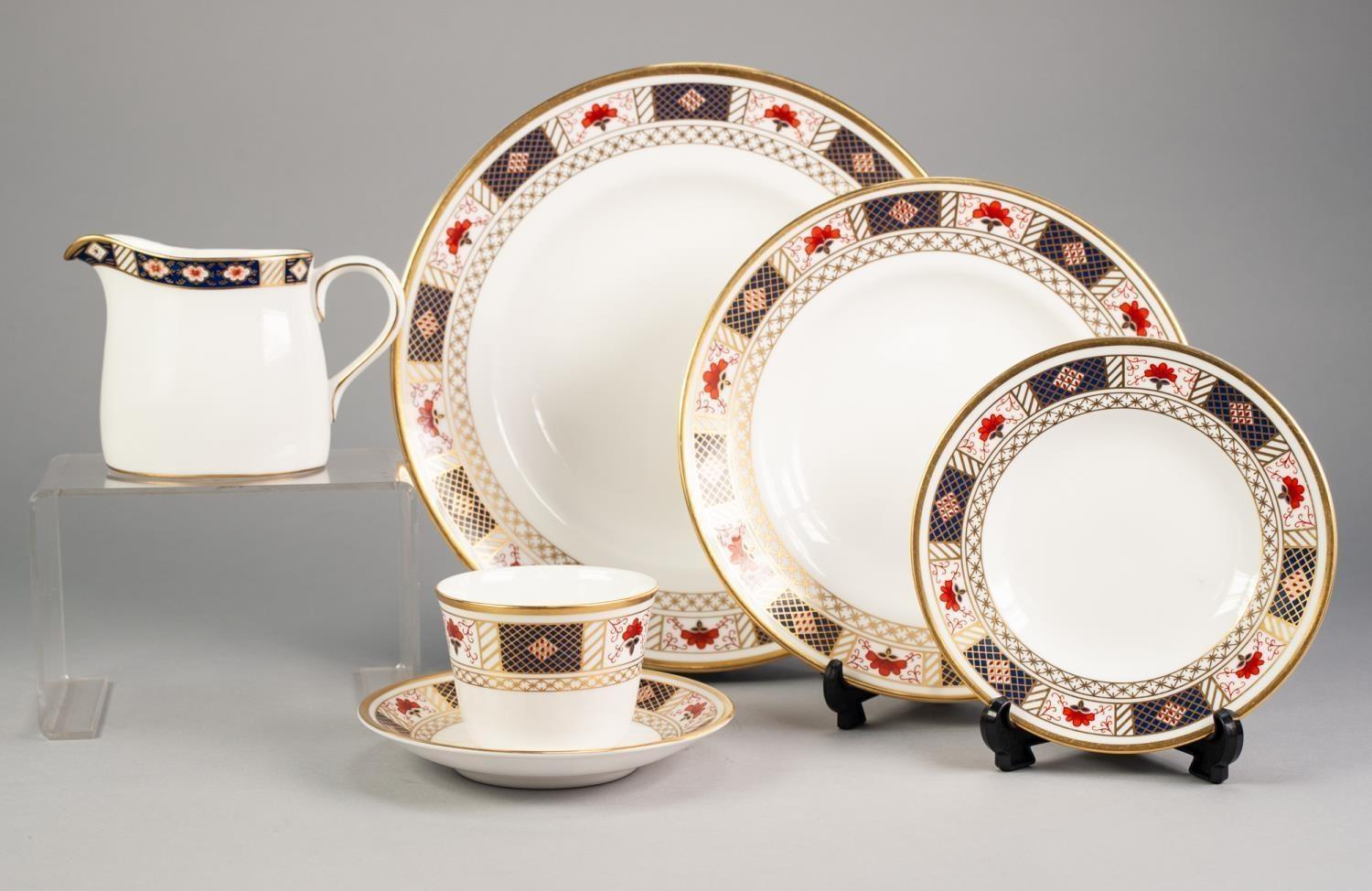 FORTY EIGHT PIECE SECOND QUALITY MODERN ROYAL CROWN DERBY ?DERBY BORDER? PART DINNER AND TEA