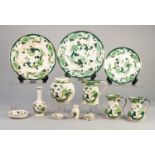 MASON'S PATENT IRONSTONE CHINA 'CHARTREUSE' PATTERN CERAMICS, 14 pieces comprising a ginger jar