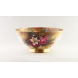 EARLY TWENTIETH CENTURY HAND PAINTED ROYAL WORCESTER BLUSH PORCELAIN BOWL SIGNED E.S. PILSBURY, of