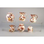 SIX PIECES OF MASONS BROWN VELVET PATTERN POTTERY, comprising: GRADUATED SET OF THREE OCTAGONAL