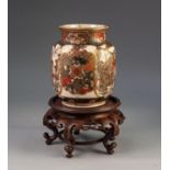 MEIJI PERIOD JAPANESE SATSUMA WARE OVULAR VASE intricately painted and gilded in two large