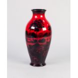 ROYAL DOULTON ?FLAMBE? POTTERY VASE, of ovoid form, silhouette printed with a rural landscape with