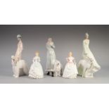 FIVE ROYAL DOULTON CHINA FIGURES, including three from the ?Reflections? series, ?PROMENADE?,