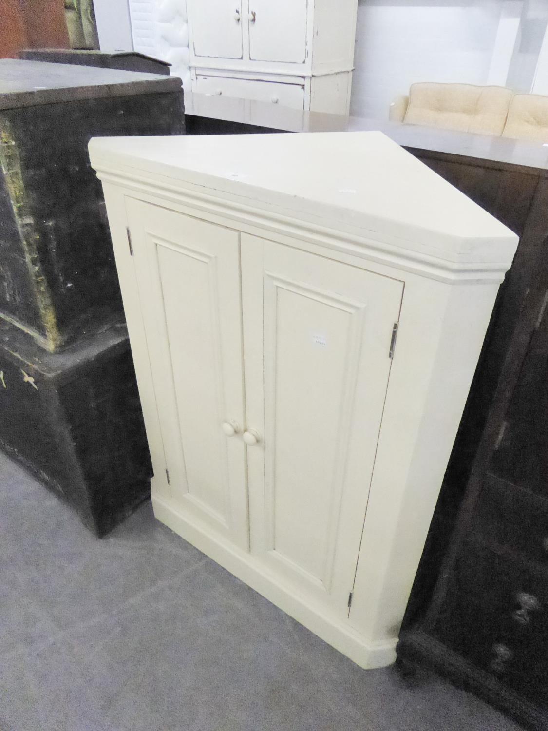 PAINTED CORNER CABINET HAVING TWO DOORS