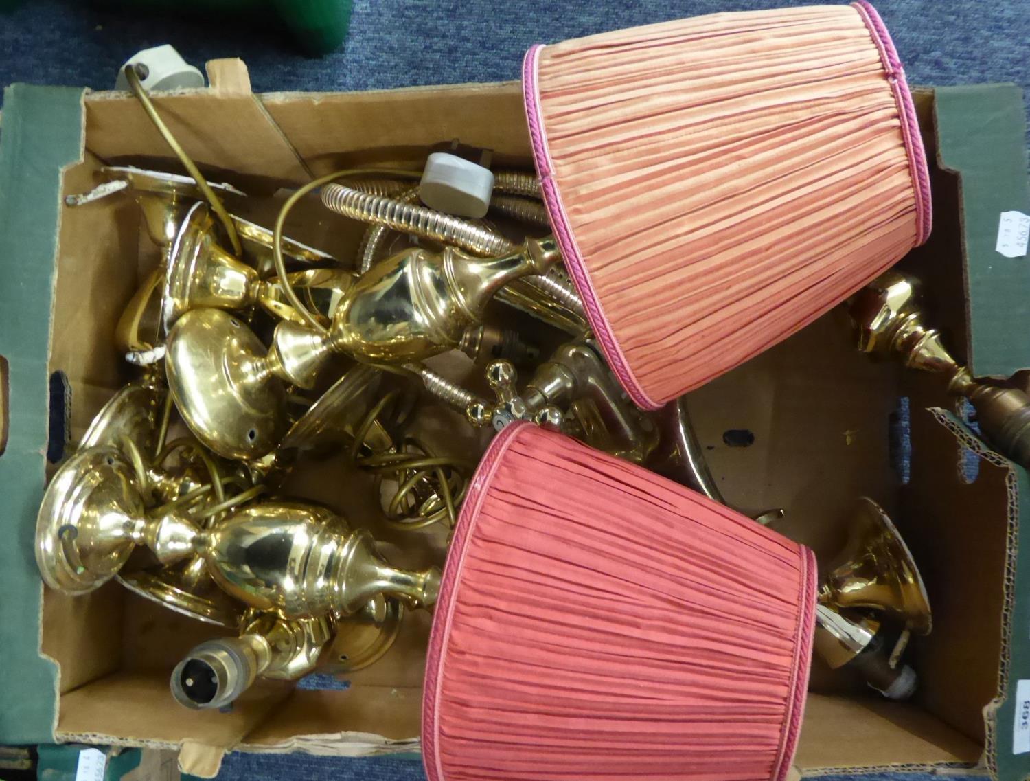 ONE BOX OF BRASS LIGHTS X 13, AND A BRASS BATH MIXER TAP