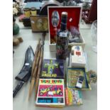 A SMALL COLLECTION OF COLLECTABLES TO INCLUDE; REEL FILMS, RADIO, QUARTZ METAMEC MANTEL CLOCK ETC..