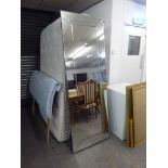 A LARGE MODERN BEVEL EDGED WALL MIRROR (200cm x 70cm)