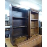 A PINE OPEN BOOKCASE WITH SHELVES, ANOTHER BOOKCASE AND TWO OTHER BOOKCASES