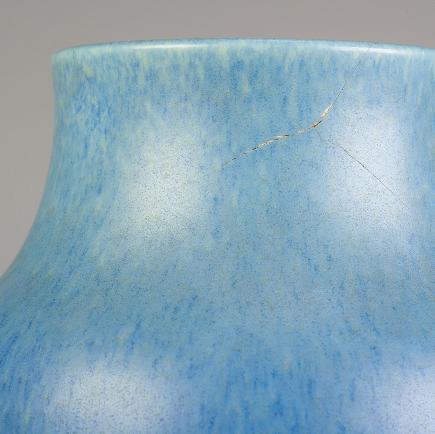 ROYAL LANCASTRIAN POTTERY VASE, of ovoid form, glazed in fading, mottled tones of blue, 10 ½? (26. - Image 3 of 4