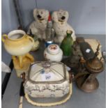 A SELECTION OF ITEMS INCLUDING; TWO RUDYARD KIPLING NOVELS, A PAIR OF BESWICK POTTERY DOGS, A SADLER