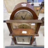 ART DECO WALNUT AND CHROMED METAL CASED MANTEL CLOCK, WITH 8 DAY MOVEMENT AND AN OAK MANTEL CLOCK