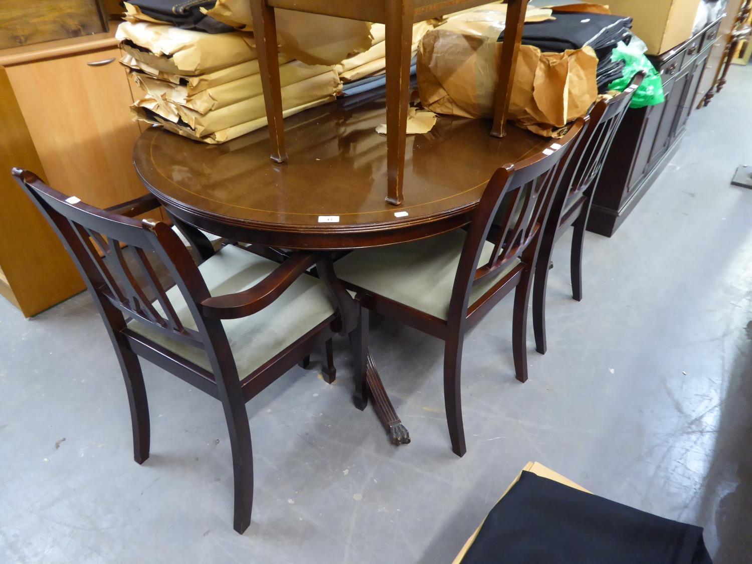 REGENCY STYLE MAHOGANY DINING ROOM SUITE OF 8 PIECES, COMPRISING; SIX CHAIRS (4 + 2) EXTENDING D-END - Image 2 of 2